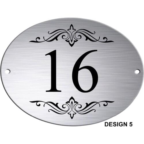 200*140mm Customized House Signs Silver Aluminium Oval House Plaque/Sign/Plate, Black Design Door Number Street Name Signs