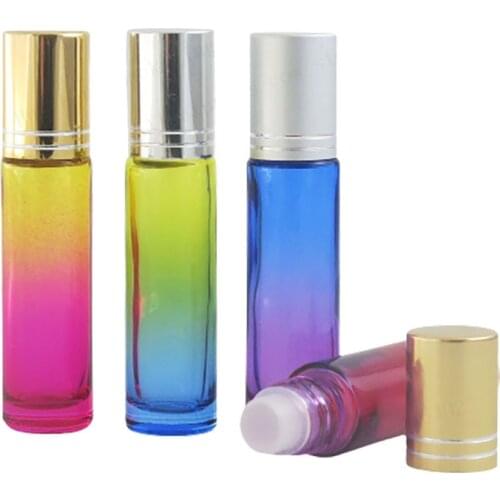 24 x 10ml Travel Gradient color roll on roller bottles for essential oils refillable perfum bottle deodorant containers