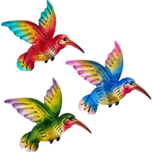 3pcs Garden Bird Pendant Decoration Hanging Ornament Balcony Decor Wall Hanging Crafts Metal Hummingbird Garden Outdoor Decor