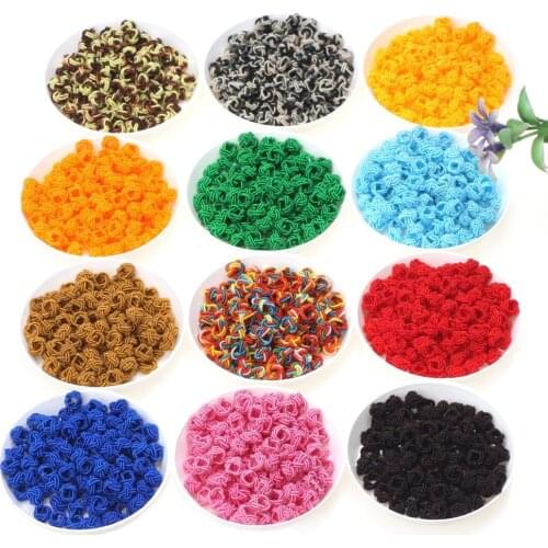 30PCS 6mm Rope Button Beads Colorful Chinese Pineapple Knots Woven Braided Buckle Tassel Cap For Bracelets DIY Jewelry Making