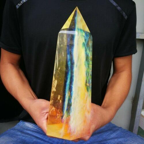 3460-3600g natural crystal column yellow smelting stone magic wand home decoration. Decoration chakra. Healing
