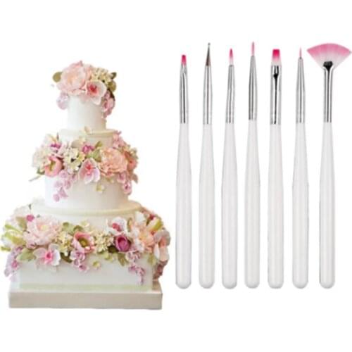 7pcs Fondant Cake Painting Brush Decorating Painting Dusting Promotion Icing Pastry Cake Pen Brushes DIY Sugarcraft Sugar Tool