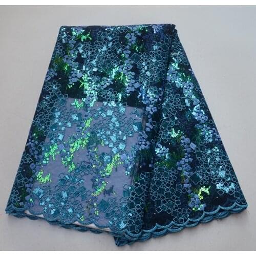 Embroidery sequence African french tulle lace fabric 2019 high quality double organza lace bridal Nigerian sequins lace fabrics