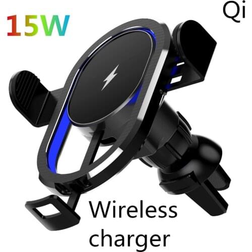 Car phone holder 15W Qi wireless charger for iphone 8plus/12/11/11Pro XR Samsung Note8 S9 S10 Huawei P30 fast wireless charging