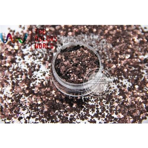 HM2104-231 Black coffee Color metallic luster Hexagon Shape Glitter Sequins for nail art DIY decoration Halloweens decorations