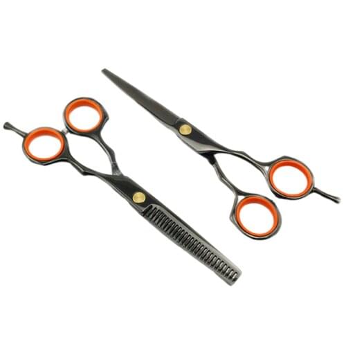 Black Professional Japanese stainless steel Haircut Thinning Hairdressing Shears Barber Scissors Plastic Handle