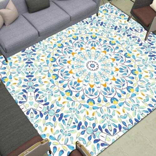 Colorful Mandala Area Rugs Large Home Anti Slip Carpet Living Room Bedroom Bath Decor Print Datura Illusion Floor Mats Kitchen
