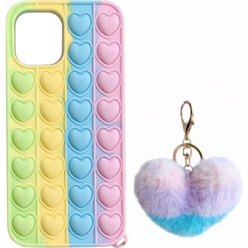 Kids Fidget Toys Phone Case AntiStress Relive Soft Silicone Bubble Phone Cover for Iphone 678 Plus X/XR/XS 11/12 Pro Max
