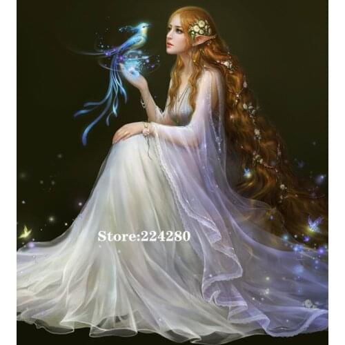 Long hair Elves Fairy Needlework,sets Cross stitch Handmade 14CT Canvas DIY,Cross-stitch kits,For Embroidery Arts Home