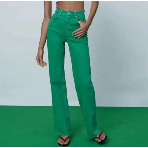 DOUJILI 2021 Fashion Pink Yellow Blue Green Rose Red High Waist Long Pants Jeans Casual Loose Pants Trousers For Women