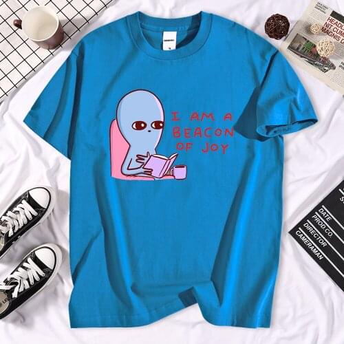 I Am A Beacon Of Joy Alien Oversize T Shirt Summer Brand Cool Printed T Shirts Top Men Street Funny Short Sleeve Cute Tshirt