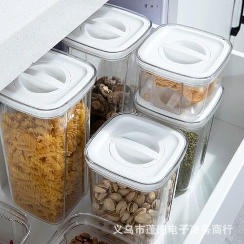 Sealed Jar Transparent Knob Type Food Sealed Can Switch Fresh-keeping Moisture-proof Leak-proof Storage Tank For Kitchen