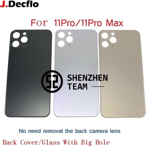 JDecflo For iPhone 11 Pro 11Pro Max Housing Rear Glass Back Cover Replacement Parts Big Hole And Small Hole Repair