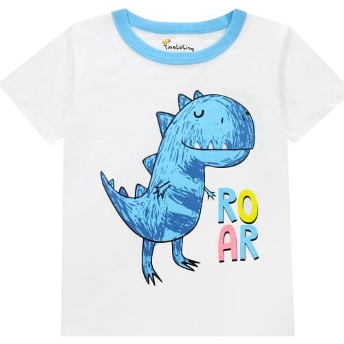 Cartoon Print Baby Boys Dinosaur T Shirt For Summer Infant Kids Boys Girls Casual T-Shirts Clothes Cotton Toddler Animal Tops