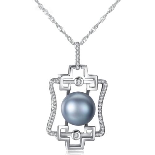MetJakt S925 Sterling Silver 10-15mm Freshwater Pearl Fashionable Personality All-match Lady Necklace