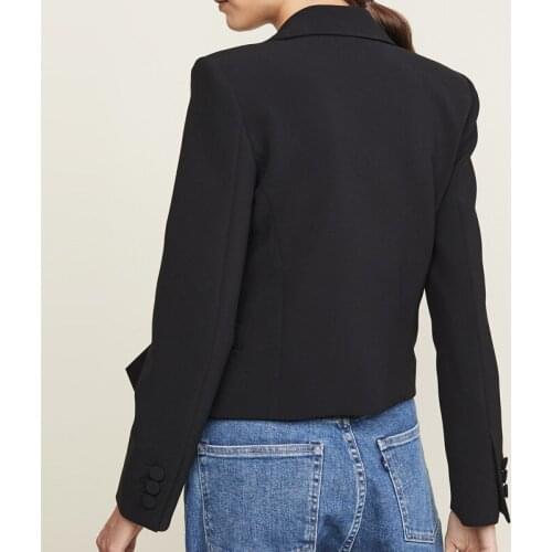 Fashion Spring Autumn Women Blazers and Jackets Deep V Neck Big Bow High Street Work Office Lady Suit Black Slim Fit Coat Female