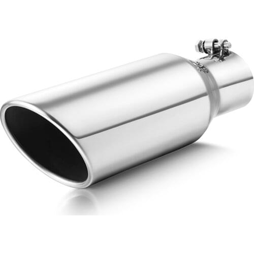 Exhaust Tip of Stainless Steel 2.5" Inlet 4" Outlet 12" Overall Length Polished for Truck With Bolt On Design