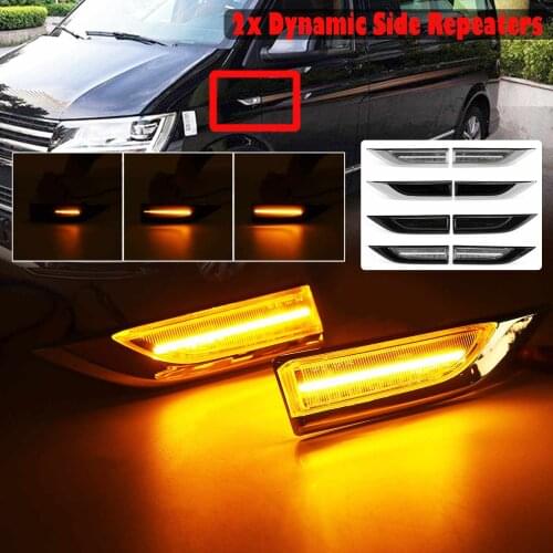 New pair of dynamic LED side marker lights 12V flow turn signal light sequential flasher for VW Transporter T6 Caravelle MK VI