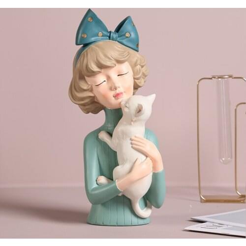 Latest Bowknot Girl Statue Decorative Home Sculptures Interior Decor Figurines Lovely Woman Storage Tray Room Decor Wedding Gift