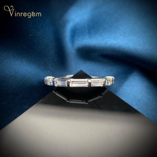 Vinregem 100% 925 Sterling Silver Created Moissanite Gemstone Wedding Band Personality Couple Rings Fine Jewelry Gifts Wholesale