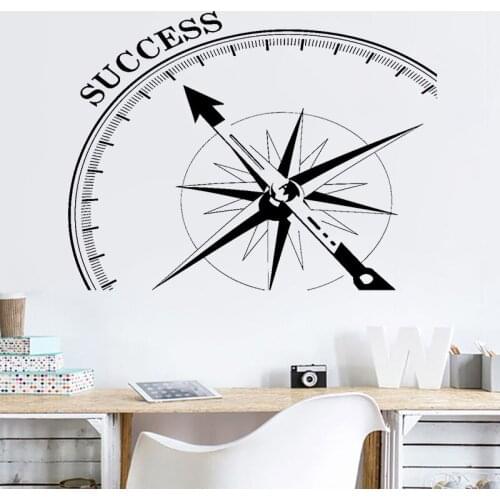 Office Motivation Home Vinyl Wall Decal Quotes Success Originality Office Decor Compass Pattern Study Wall Stickers Mural Z340