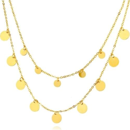 Sequin Necklace Wholesale Fashion Double Layer Coin Necklace Bohemia Round Multi Layered Choker Necklace For Women Nacklaces