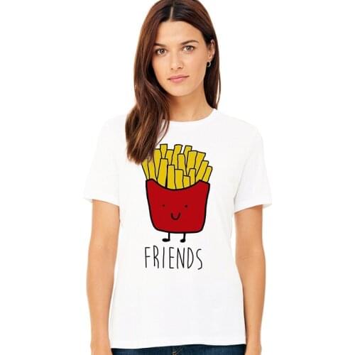 Best Friend Matching T-Shirt Women Fast Food Tee Shirt for Femme Cotton Tops Tees Vintage Tshirt Tee Gift