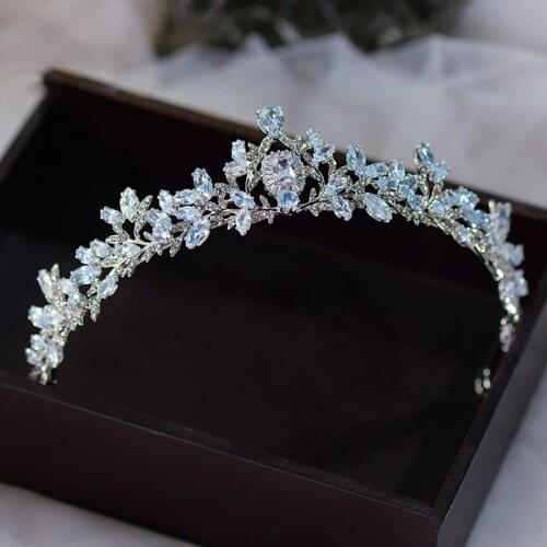 Simple Full CZ Zircon Crystal Brides Tiaras Headpieces Bridal Hairbands Wedding Hair Accessory