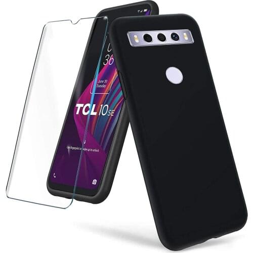 For TCL 10 SE 6.52" Clear Case Cover + Screen Protector Tempered Glass Protective Film For TCL 10 SE