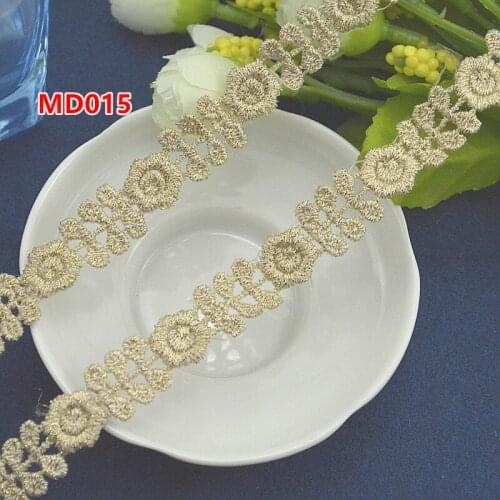 Width 1.4cm Golden thread guipure flower lace ribbon DIY Woven Pattern Handmade garment accessories MD015