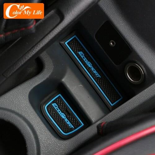 Silicone Car Door Groove Mat for Ford Ecosport 2013 - 2017 Doors Anti Slip Gate Slot Cup Pad Interior Decoration