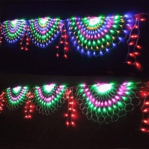 Outdoor Peacock LED Net Light Garden Tree Mesh Light 3M 414LED Window Curtain String Light Backdrop Wall Roof Christmas Garland