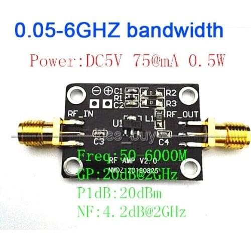 High linearity LNA 0.05-6GHZ bandwidth RF amplifier Signal Receiver FM HF VHF / UHF Ham Radio