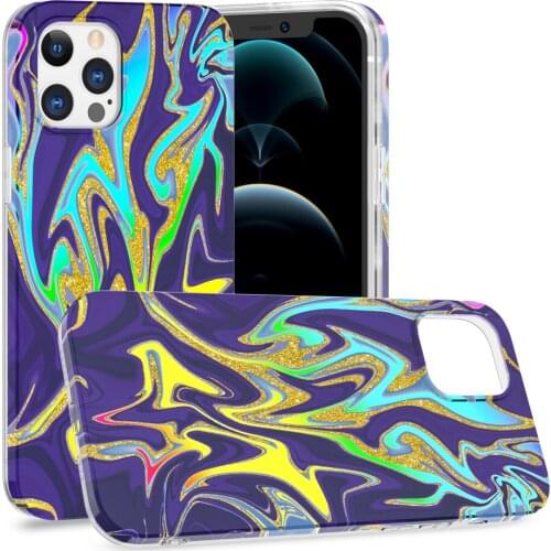 Shockproof Colorful Glitter Marble Phone Case For iPhone 12 Mini 11 Pro XS MAX XR X 8 7 Plus SE20 Soft TPU Frame Back Cover Gift
