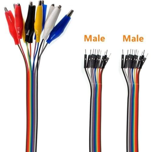 1Set Alligator Test Clip to 10Pin Dupont Male/Female Wire Jumper Cable Bundle Wire Length 20CM 30CM Medium Crocodile Clip 47mm