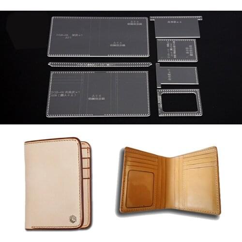 DQB-02 Multicard Slot Short Wallet Acrylic Template Wallet Leather Pattern Acrylic Leather Pattern Leather Templates for Bags