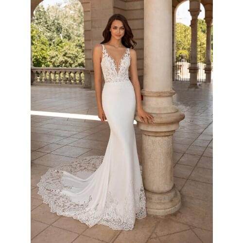 Plus Size Simple Beading Mermaid Wedding Dresses 2021 White Summer Dress Long Dress Sexy Floor Length Gowns Vestido De Noiva