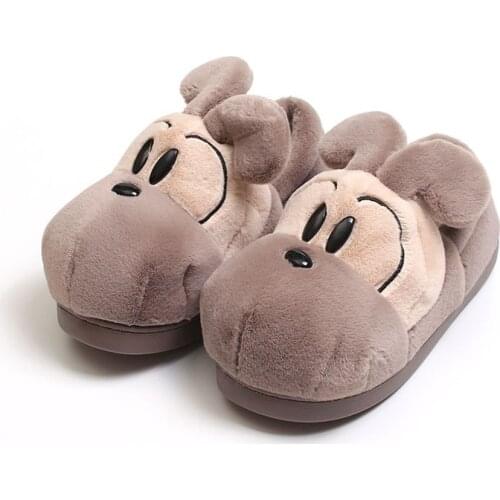 Winter Men Cotton Home Slippers Warm Fur Plush Non-slip Thick Bottom Couples Lovely Slippers Indoor Comfortable Large Size