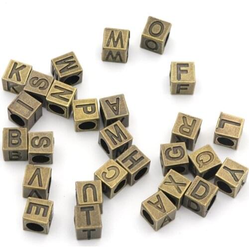 1 Set 26pcs Bronze Square Spacer Metal Alphabet Beads For Jewelry Making Diy Handmade Bracelet Necklace Accessories Wholesale