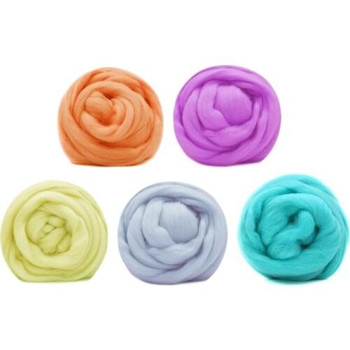 50g (10gx5 Colors) Felt Wool Merino 19 Microns Superfine Merino Wool Roving Wool Sheep Wool for Needle Felting Kit