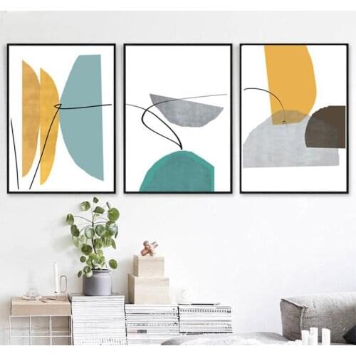 Abstract Blue and Yellow Art Canvas Painting Home Art Posters Bedroom Corridor Stickers Nordic Decoration