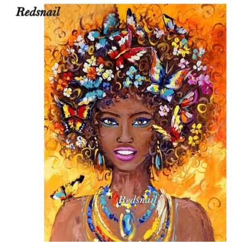 Diamond Painting Cross Stitch African woman Pictures of Rhinestones Full Diamond Mosaic Home Decor DIY Painting by Number EE609