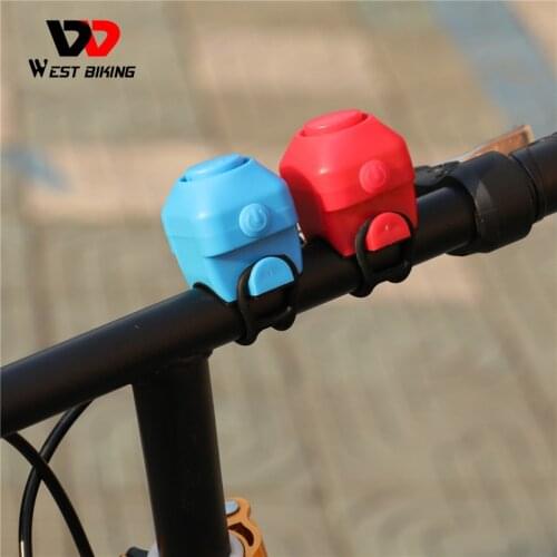 WEST BIKING Electric Cycling Bell 130 dB 5 Sounds Rainproof Silica Gel Shell Ring Bicycle Safety Alarm MTB Bike Handlebar Bells