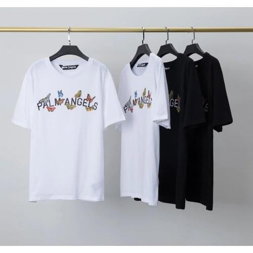 Palm Angels 21SS letter Logo Short sleeve round neck t-shirt for men and women, lovers, butterfly patterns, boyfriend gift