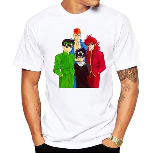 Japanese Anime YuYu Hakusho T Shirt Mens Cool Design High Quality Tops Custom Tees Casual Cartoon T-shirt Harajuku Streetwear