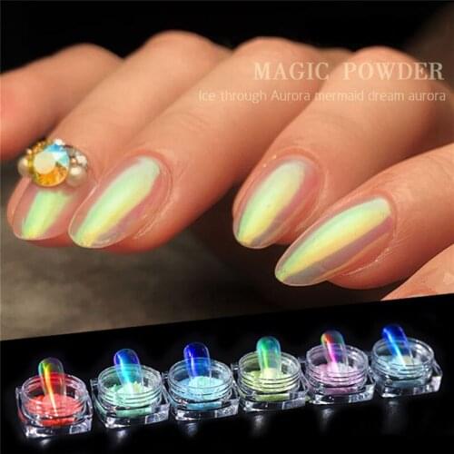 Holographic Nail Powder Nail Art Holo Acrylic Glitter Shimmer Dust Chrome Pigment DIY Manicure Nail Accessories Design