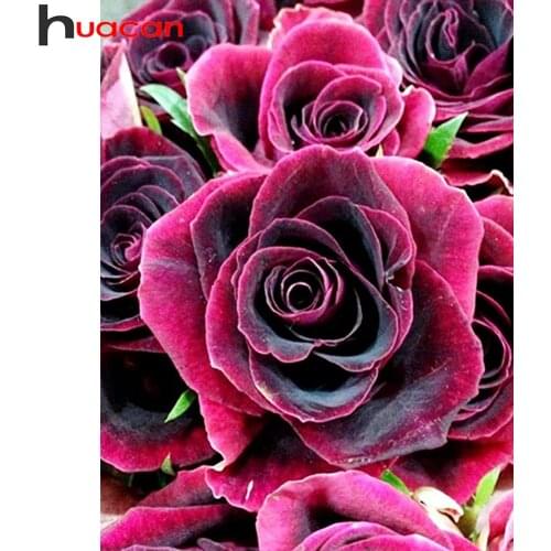 Huacan Full Square/round Diamond Painting Red Rose Home Decor Embroidery Cross Stitch Flower Mosaic Diamond Art