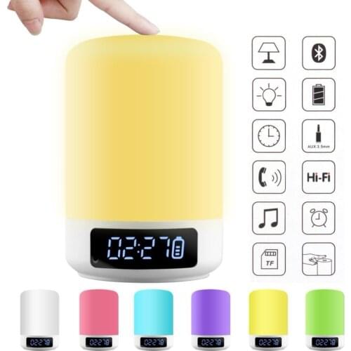 HZFCEW Smart Wireless Bluetooth Speaker Night Light Touch Light LED Bedside Lamp Dimmable Colorful Night Lights FR388