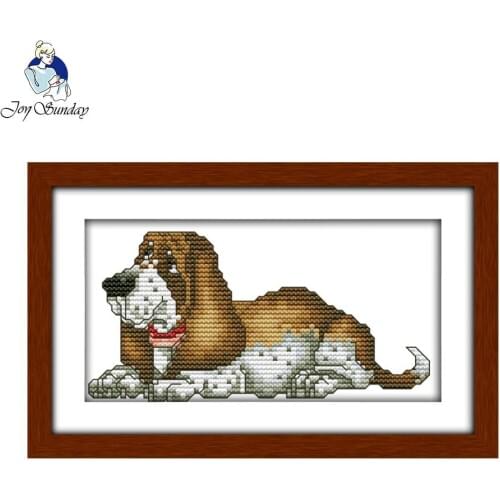 Joy Sunday Basset Hound Patterns Needlework Embroidery Cross-stiting 11CT14CT DIY Cross Stitch Kits for Embroidery Sets for Kids