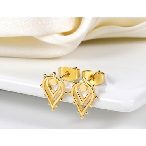 Korean Fashion Women Earrings 2021 Trend Gold Stainless Steel Water Drop Piercing Earrings Studs Wedding Jewelry Gift Wholesale